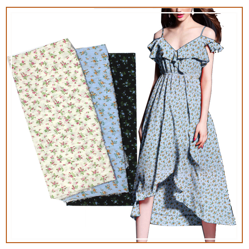 Wrinkled Plaid Small Floral Print Fabric Tops Skirts Dresses Suspender Skirts Shirts Women's Plaid New Fabrics