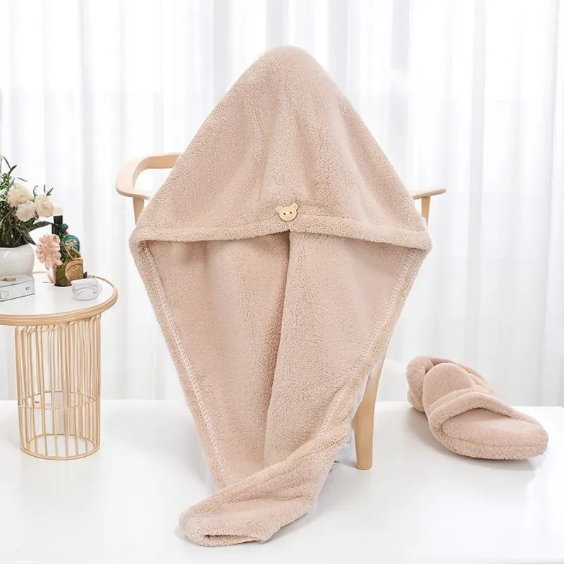 Picture of Cross-border Double-layer Thickened Shower Cap Women's Water Absorbent Quick-drying Cap Coral Fleece Hair Dried Towel Towel Wash Headband Hair Dried Cap