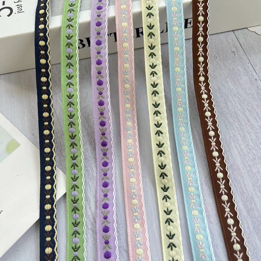 National jacquard ribbon national style small fresh leaves flower clothing bag accessories AH-2850 width 1.2CM
