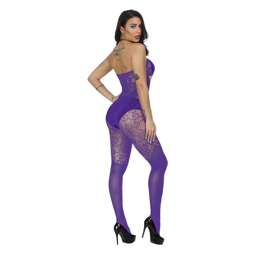 New Women's Jacquard Sexy One-piece Mesh Sling Strap One-piece Socks Hollow w316