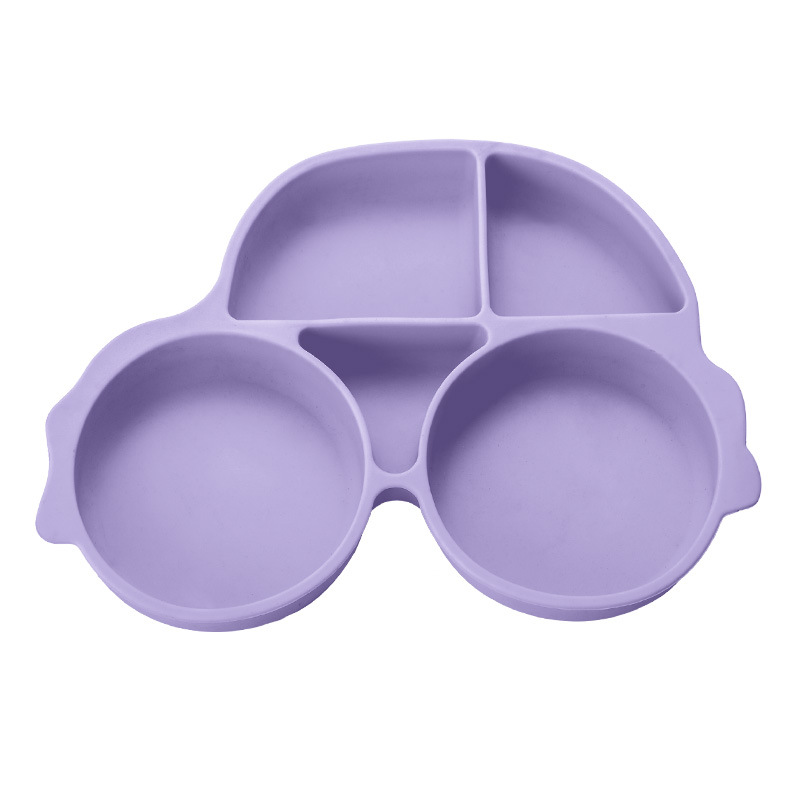 Picture of Amazon Cartoon Children's Car Silicone Dinner Plate 304 Stainless Steel Spoon Fork Gift Baby Learning Dining Tableware Set