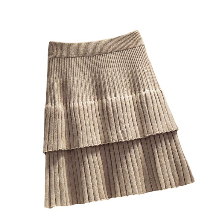 Picture of Trendy Autumn Skirt Korean Style Women's High Waist Cake Skirt Pleated Skirt Knitted Spring and Autumn Women's Stitching Short Skirt
