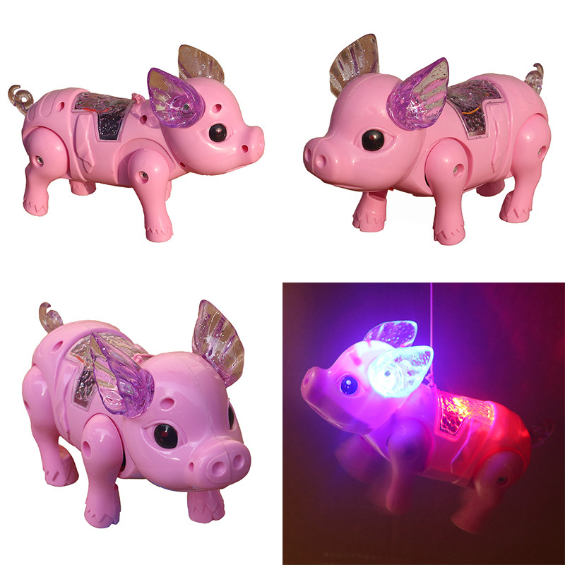 Luminous Music electric rope pig children's rope pig colorful flash universal pig gift gift toy wholesale
