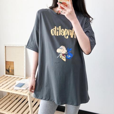 Picture of Pregnant women's summer short sleeve top set long Korean version of loose maternity clothes fashion hot mom cotton T-shirt