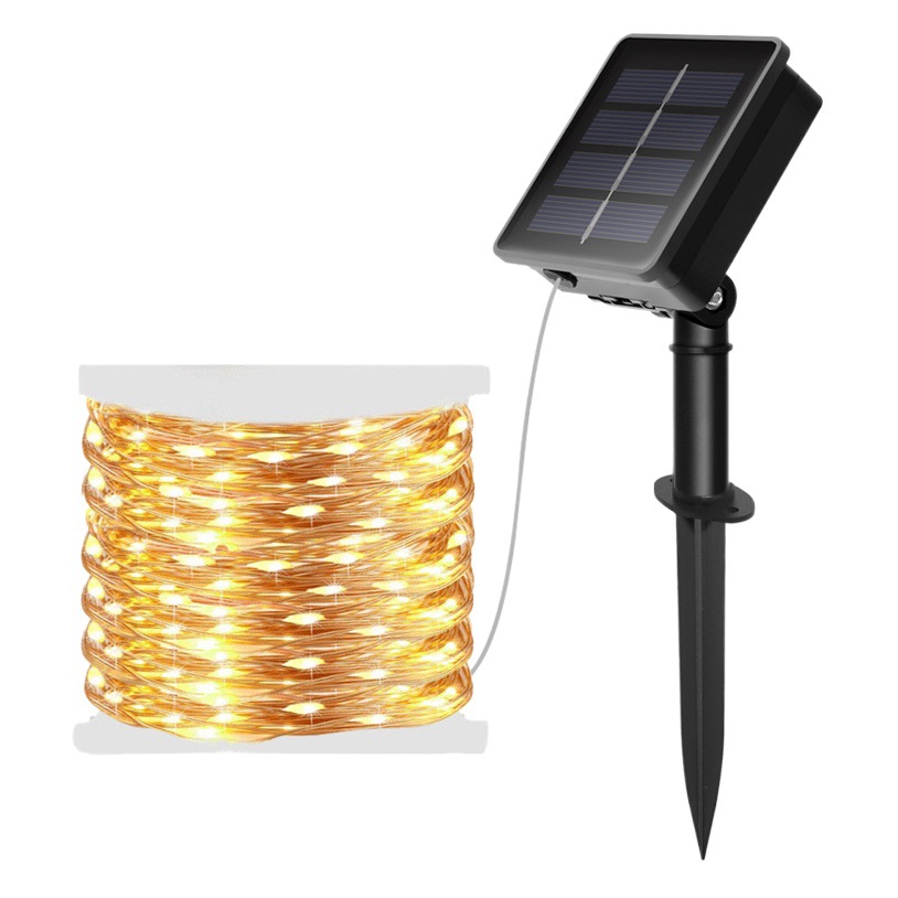 Cross-Border solar copper wire lamp string outdoor waterproof courtyard Christmas Halloween day decorative copper wire lights