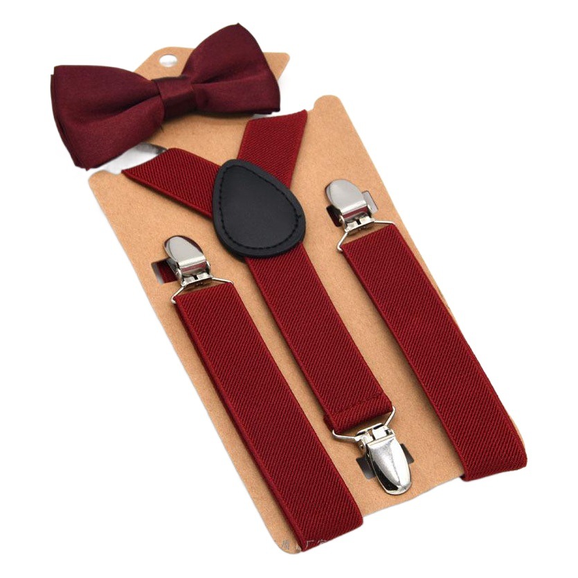British Children's Strap Bow Tie Set Adjustable Elastic Student Strap Suspender Strap Accommodation Accessories