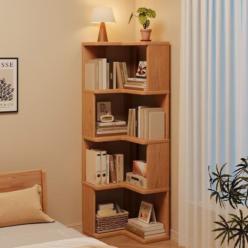Picture of Solid wood corner bookcase, storage rack, floor-to-ceiling living room, corner bookshelf storage cabinet, integrated display cabinet