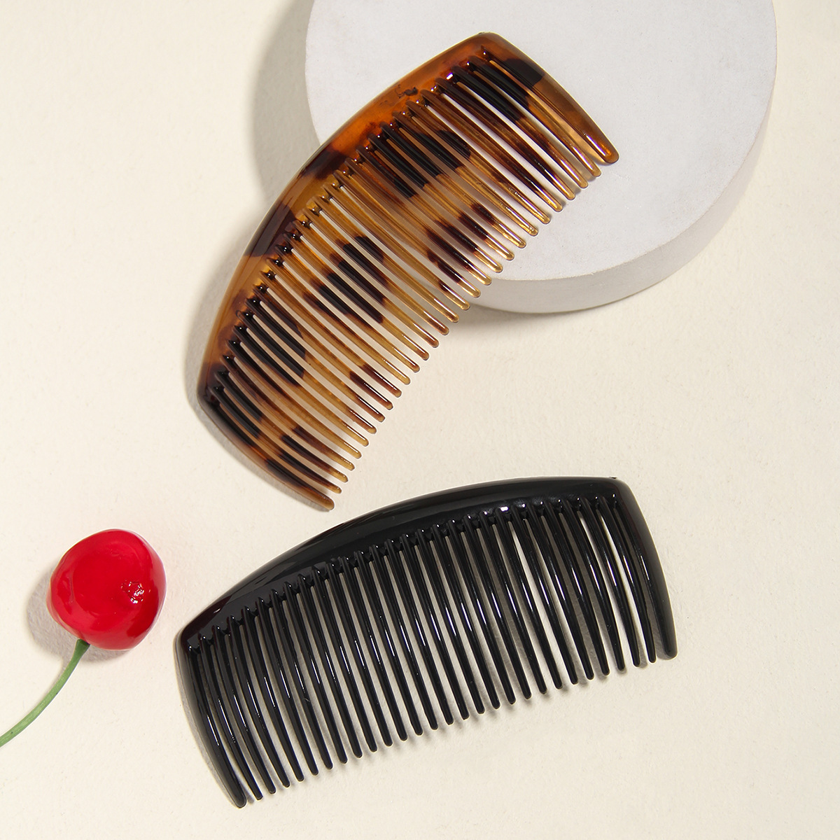 New Cross-border 29-tooth Bright Paint No-mark Inverted Comb Hair Card Retro Leopard-print Bangs Hair Comb Artifact Headwear