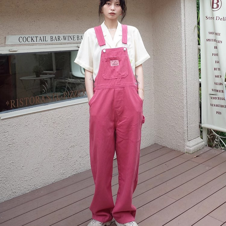 Sweet Cool Style Pink Denim Belt Pants Women's New Casual Straight Pants Loose Slimming Design Sense Wide Leg Pants