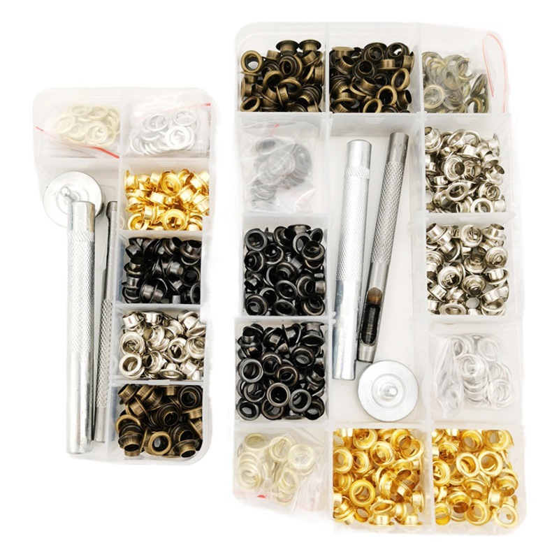 For cross-border boxed installation tools with an inner diameter of 5mm hollow metal copper eye buckle clothing luggage shoe eye copper eye