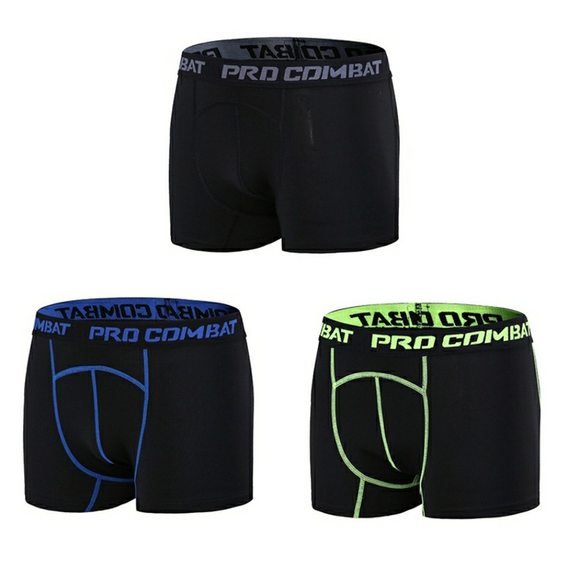 Cross-border Men's Stretch Breathable Sports Underwear Moisture Absorption Training Running Boxer Briefs Quick-drying Tight Fitness Shorts