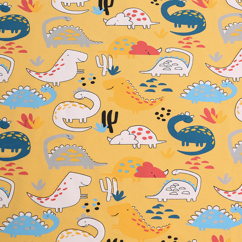Picture of Lycra Cotton Cartoon Printed Sweat Fabric Spandex Stretch Knitted Fabric Combed Cotton Children's Underwear suit T-shirt Fabric