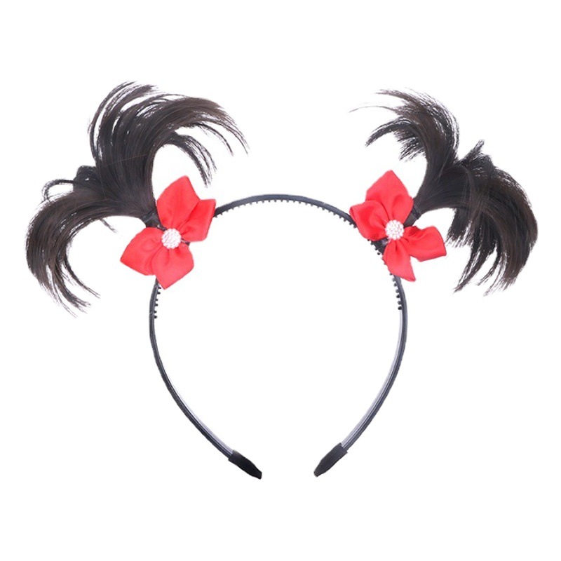 Little Cangwa Kidsren's Wig Braid Bow Headband Baby Artificial Wig Headdress Personalized Props Photo Hair Accessories