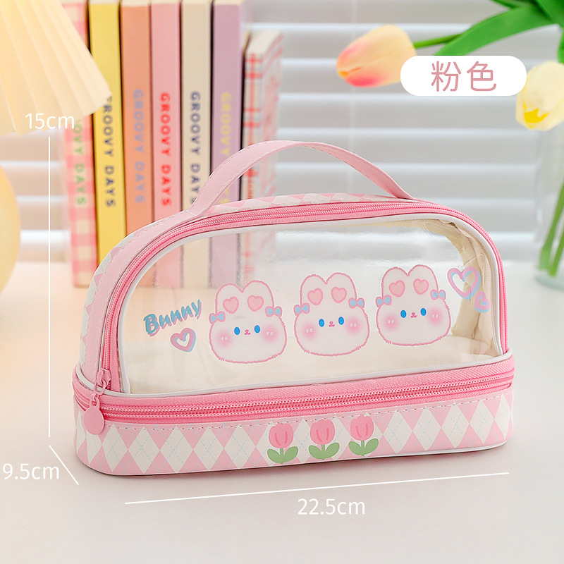 Picture of Opening season large capacity pencil case wholesale student portable pencil case female high color value 2 layer pencil case stationery storage bag