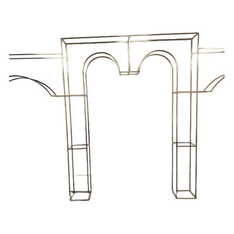 New wedding gold-plated screen background frame iron heart-shaped arch indoor wedding scene decoration props flower stand