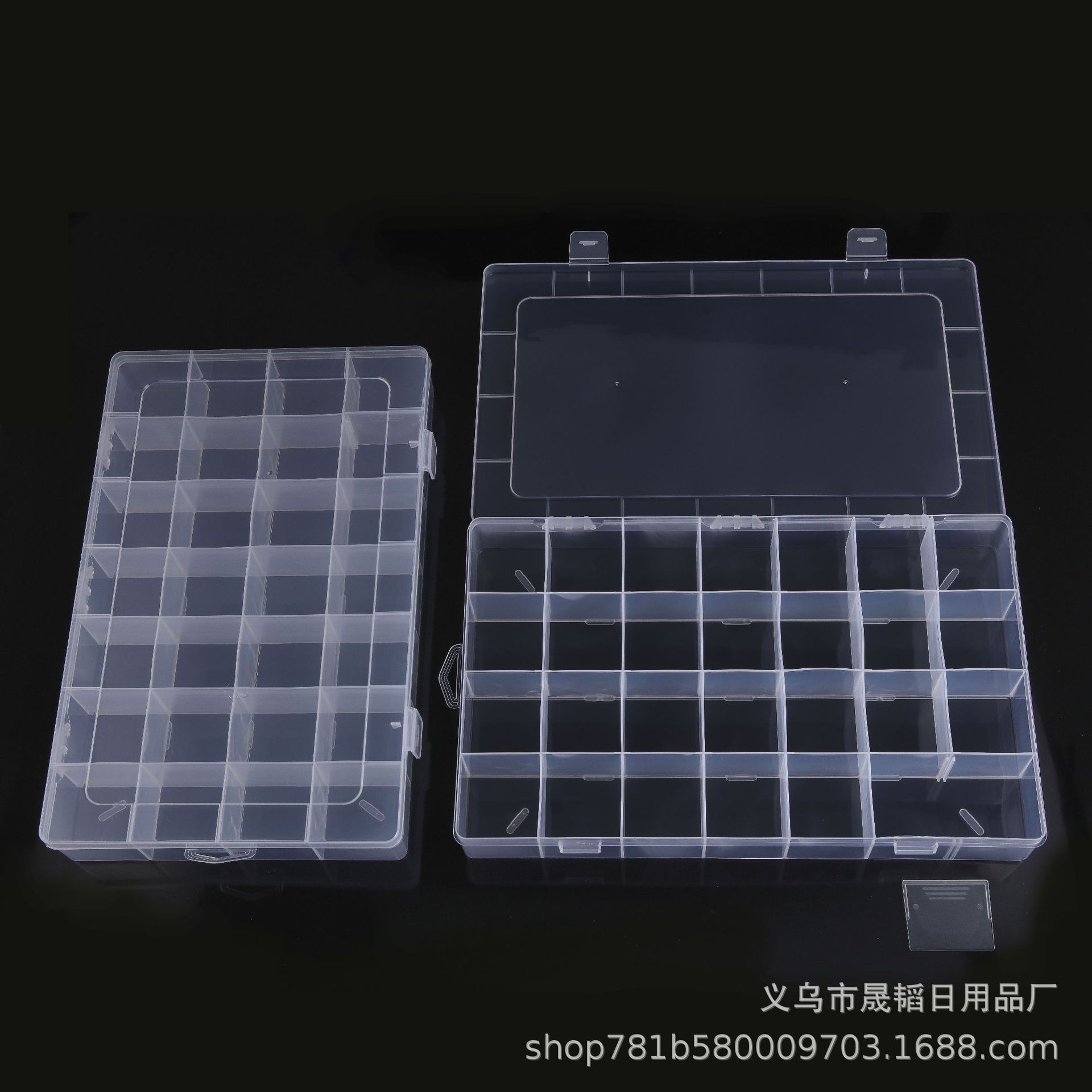Large Fixed 28 Grids Transparent pp Plastic Box with Lid Plastic Box Parts Classification Box Packaging Jewelry Tool Box
