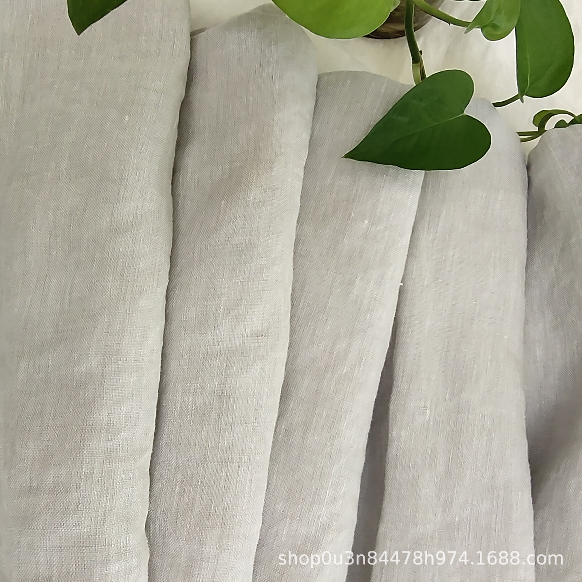 Picture of Light Gray Yarn-dyed Pure Linen curtain fabric Enzyme Washed French Linen curtain fabric French Linen