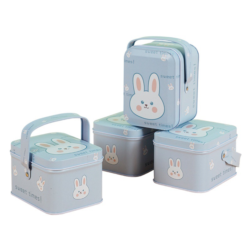 SOURCE manufacturer in stock simple White Rabbit candy can iron box portable tinplate can candy box iron can Wholesale