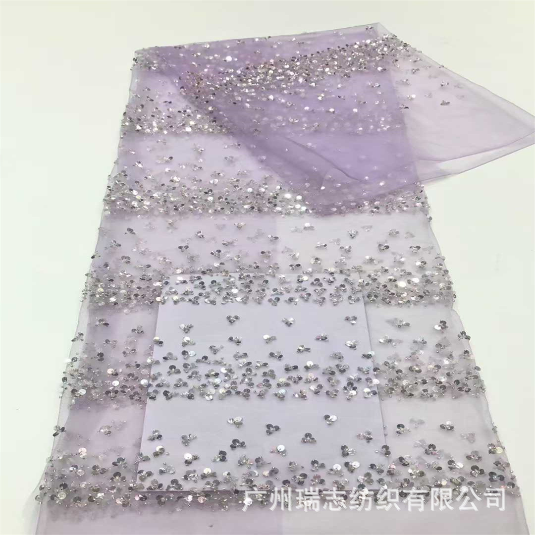 Laminated clover sequins embroidered mesh fabric wedding dress Indonesian veil Dai shawl embroidered cloth lace