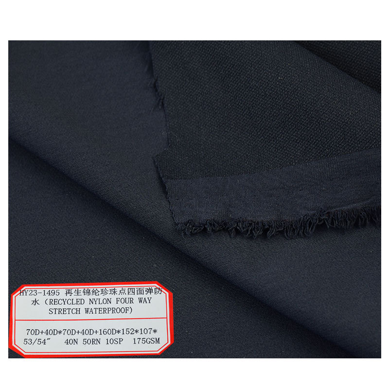 Regenerated nylon nylon Pearl point four-sided elastic waterproof fabric 175g mountaineering clothing sports pants fabric