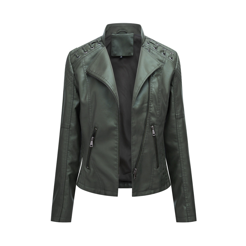 Picture of Exquisite leather jacket youthful fashion European and American women's leather jacket short jacket slim-fit thin