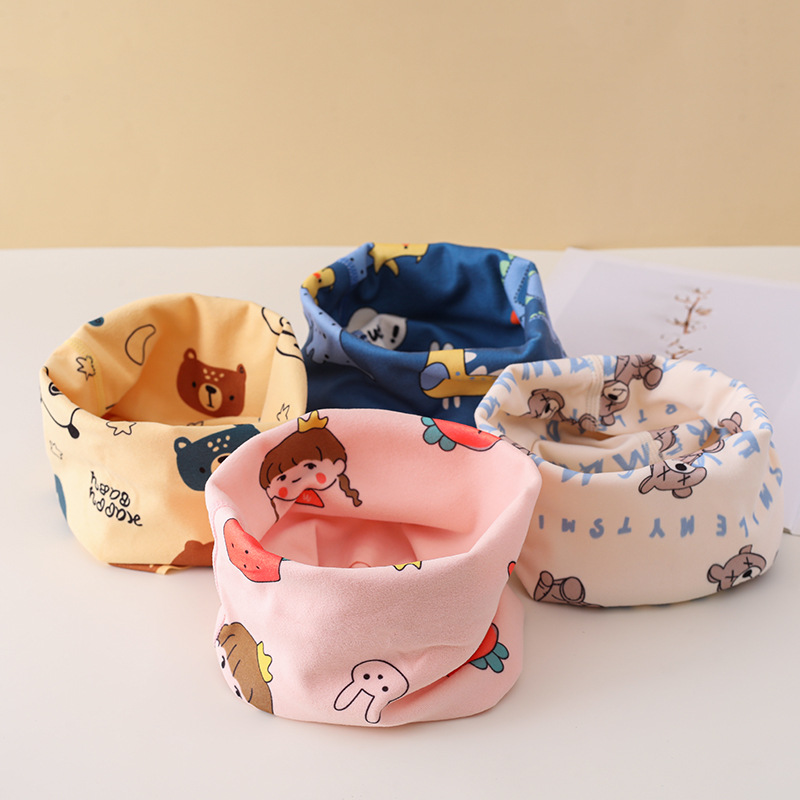 Children's Scarf Girl's Autumn and Winter Thickened Baby's Cartoon Scarf Infant's Pullover Windproof Warm Neck Sleeve
