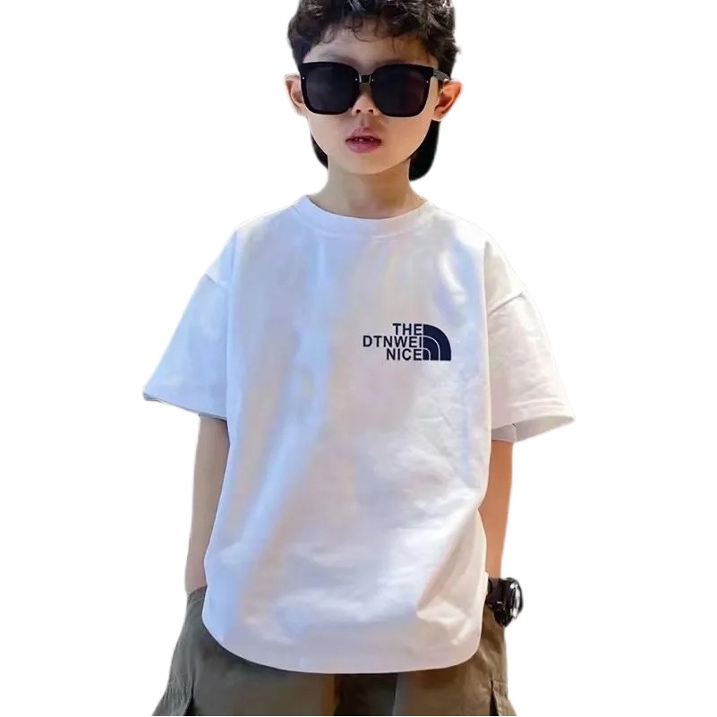 Children's Wear Cotton Short-sleeved T-shirt Blue Bear 2023 New Style Cotton Boys Short-sleeved Children's Top T-shirt Children's Wear