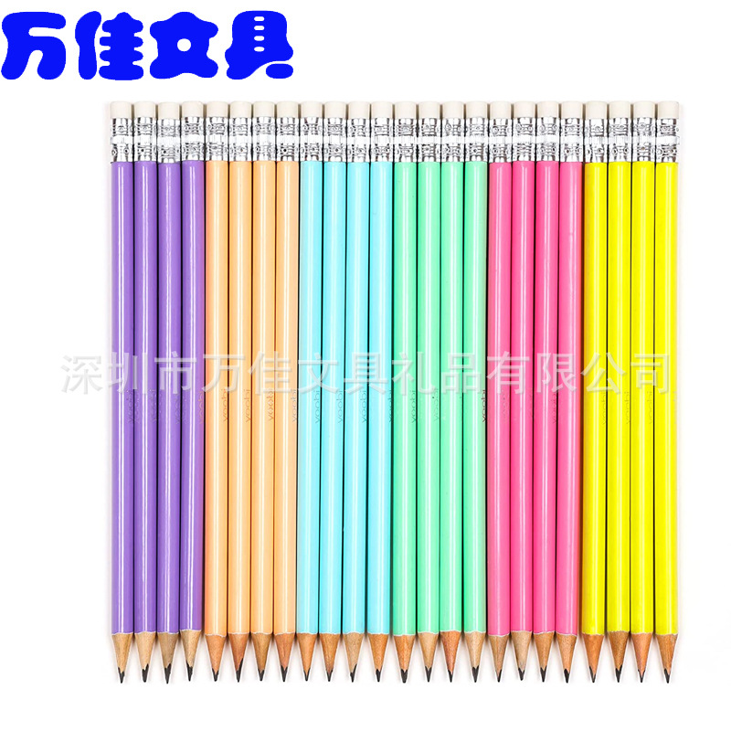 Triangular Long Pencil with Eraser 7.5inch Paint Rod Pencil Upper Paint Environmentally Friendly HB Core Pencil Factory