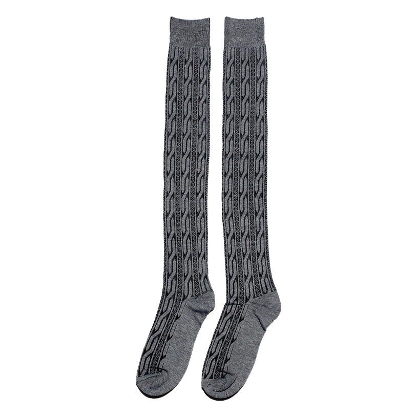 Over-the-knee socks women's spring and autumn Japanese twist JK long cotton socks thigh socks thin leg High Socks striped solid color long socks