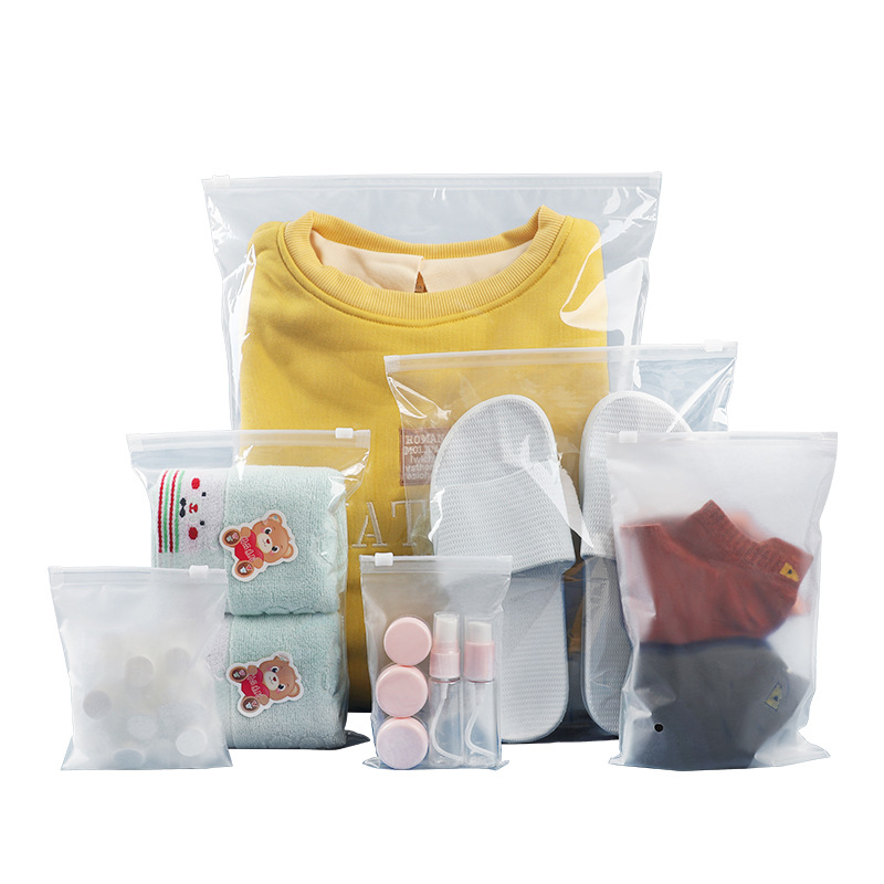 Picture of Wholesale Clear Frosted Zipper Bag small size Garment Packaging Bag Underwear Underwear Underwear Socks Clothes Bag with Zipper