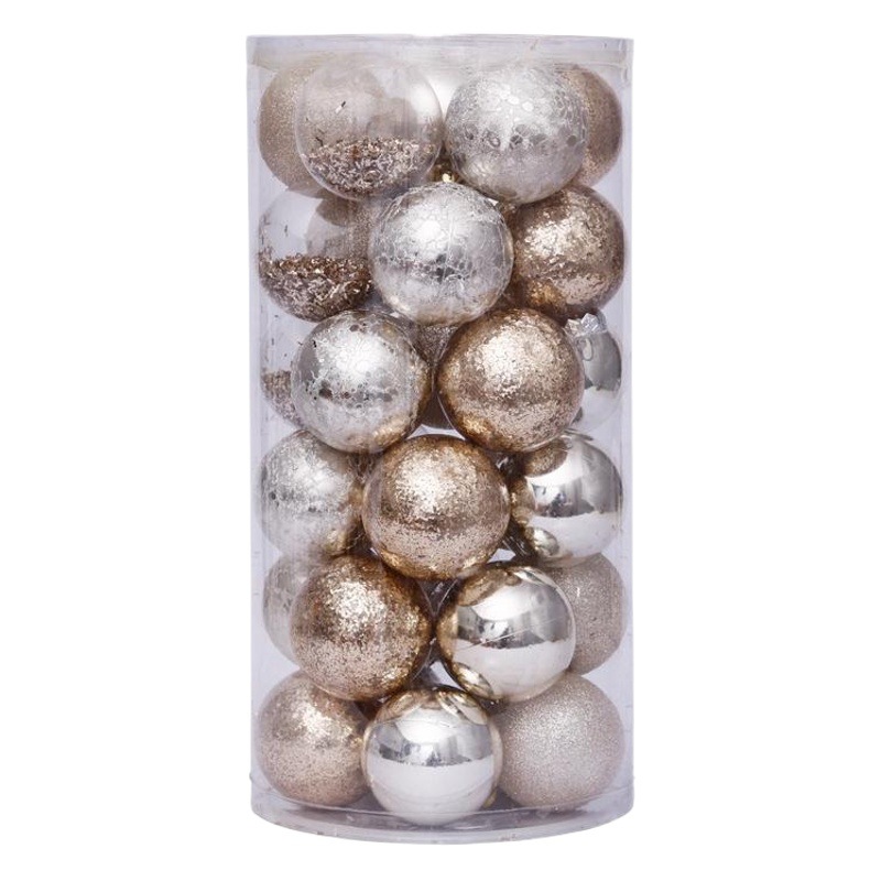 Cross-border Christmas decorations 6cm/30PCs Golden transparent ball Christmas ball suit Christmas tree pendant