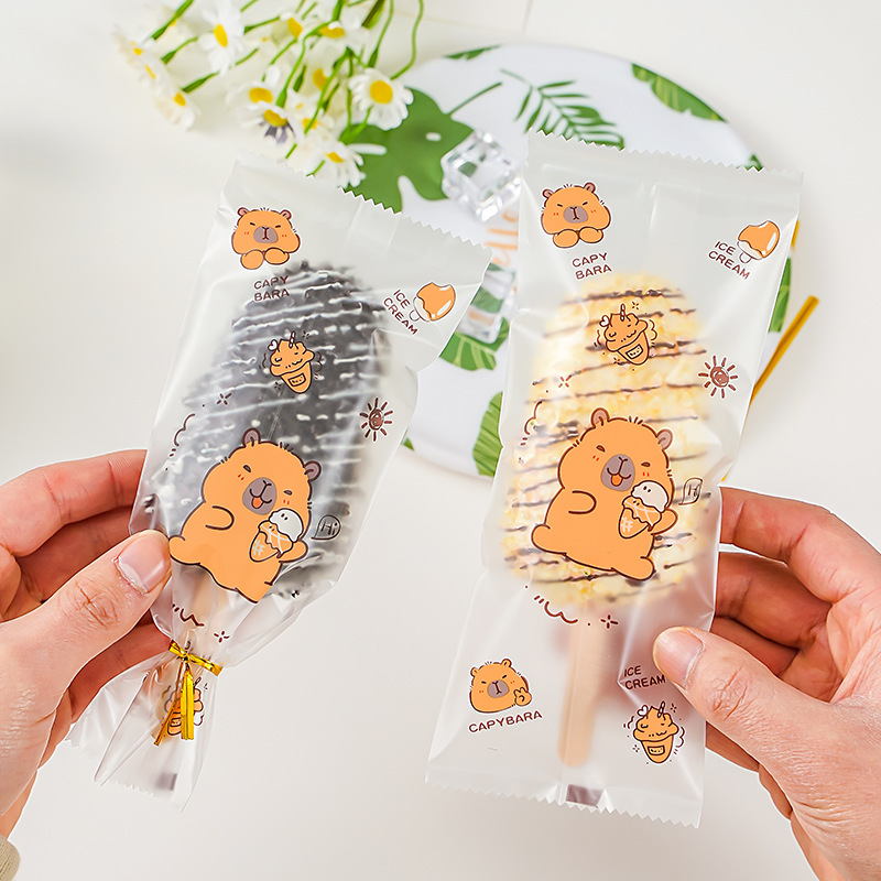 Cartoon ice cream packaging bag homemade disposable ice cream bag popsicle ice cream transparent packaging bag wholesale
