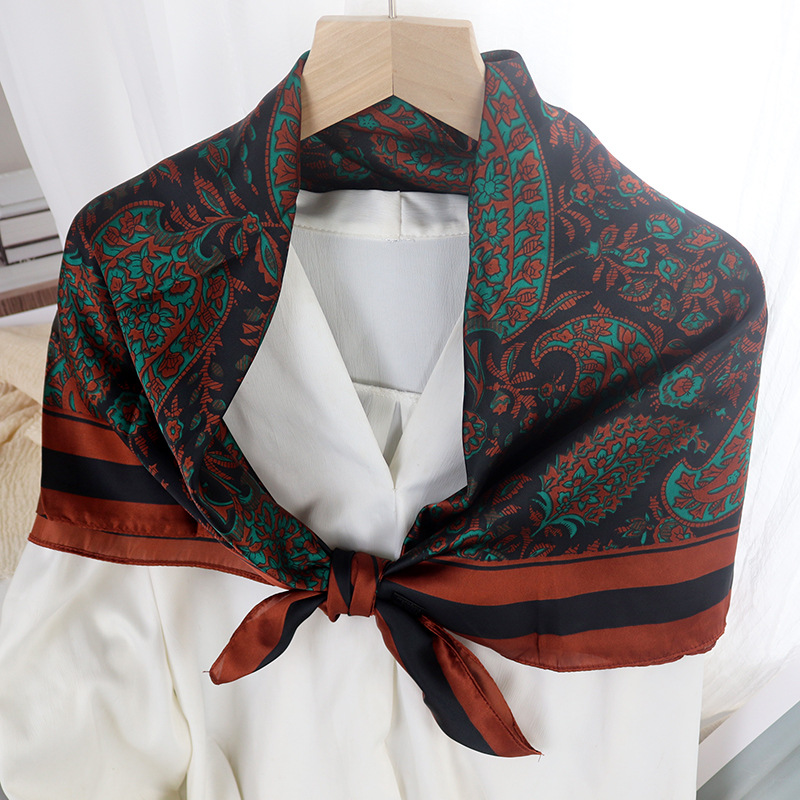 Picture of 90cm Cloud Brocade Square Scarf Hangzhou Silk Scarf Turban Shawl Scarf Women's Summer Outer Wear Spring Autumn Winter