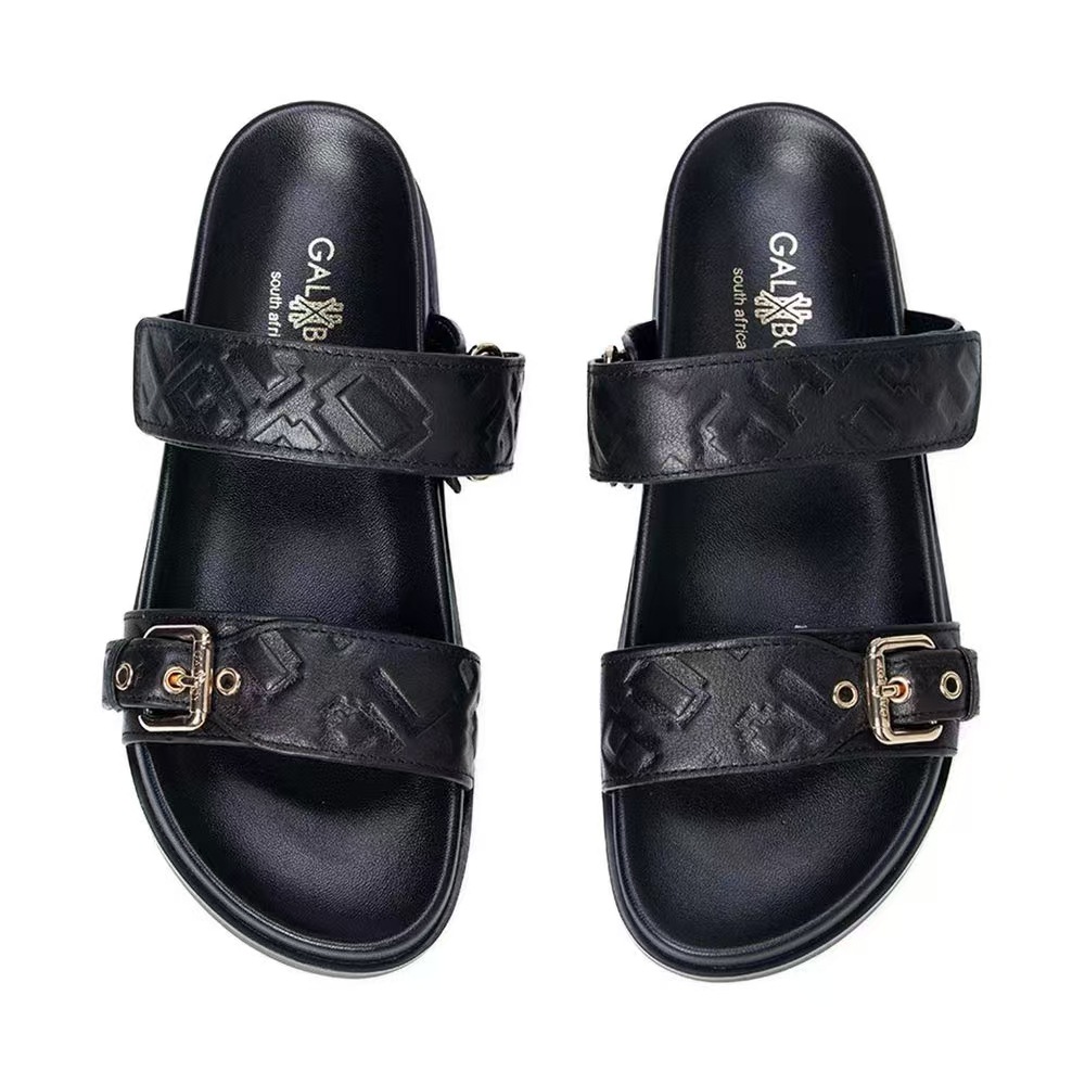 South Africa 2024 New Export Galxboy Beach Slippers Women's Outer Wear Flats Bottom Metal Buckle