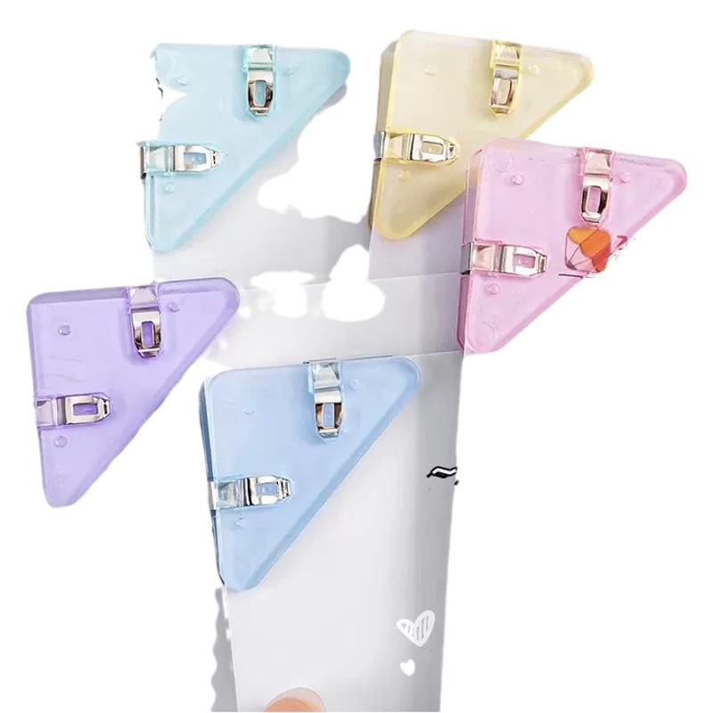 Picture of New folder solid color Student Book clip transparent triangle clip edge corner clip stationery office materials pp clip