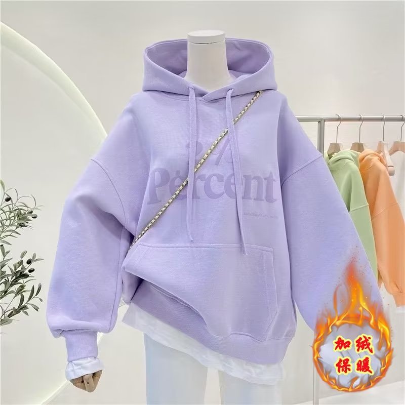 Picture of Girls' Sweats Autumn and Winter 2024 New Children's fleece-lined Hooded Big Children's Girls' Children's Wear Spring Jacket Loose Outer Wear