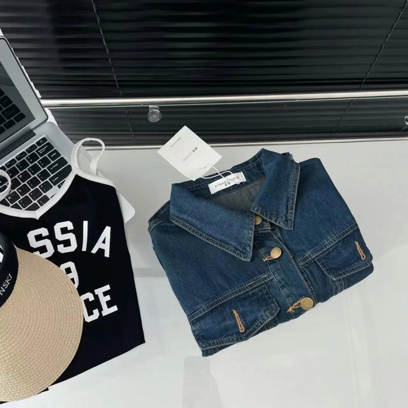 Picture of Denim coat shirt women's short 2024 new summer short sleeve cardigan outer wear plus size Korean fashion top