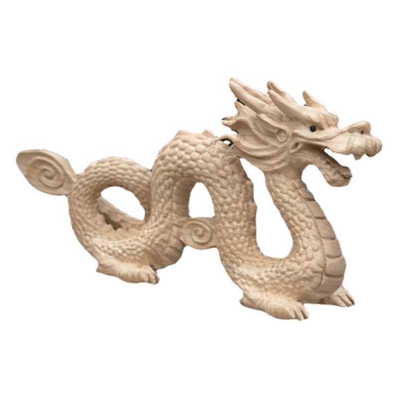 Peach Wood Dragon Ornaments Green Dragon Ornaments Corner Mascot Unpainted Home Crafts Zodiac Office Living Room