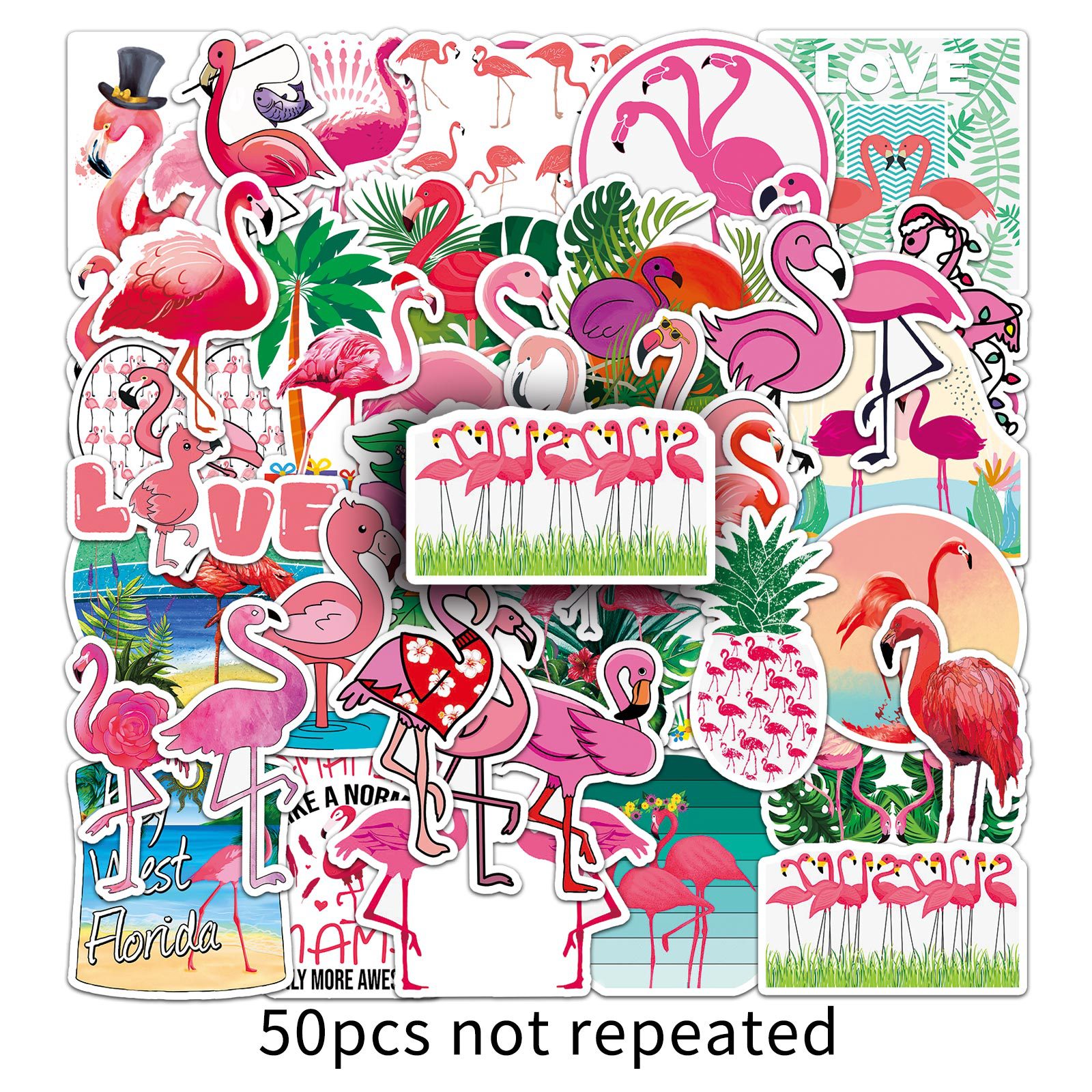 Picture of 50 Flamingo Graffiti Personality Cross-border Cartoon Animal Creative DIY Skateboard Water Cup Luggage Sticker Wholesale