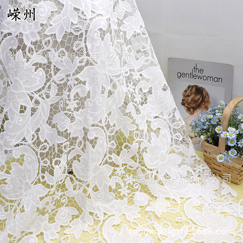 New rope embroidery laser embroidery fabric women's evening dress fabric cheongsam dress slipper cotton embroidery