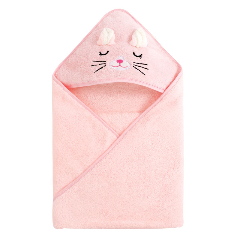 Picture of Coral Velvet Blanket, Kidsren's Cloak Bath Towel, Absorbent Bath Towel, Baby Cartoon Wrap Towel, Storable Coral Velvet Wrap Towel