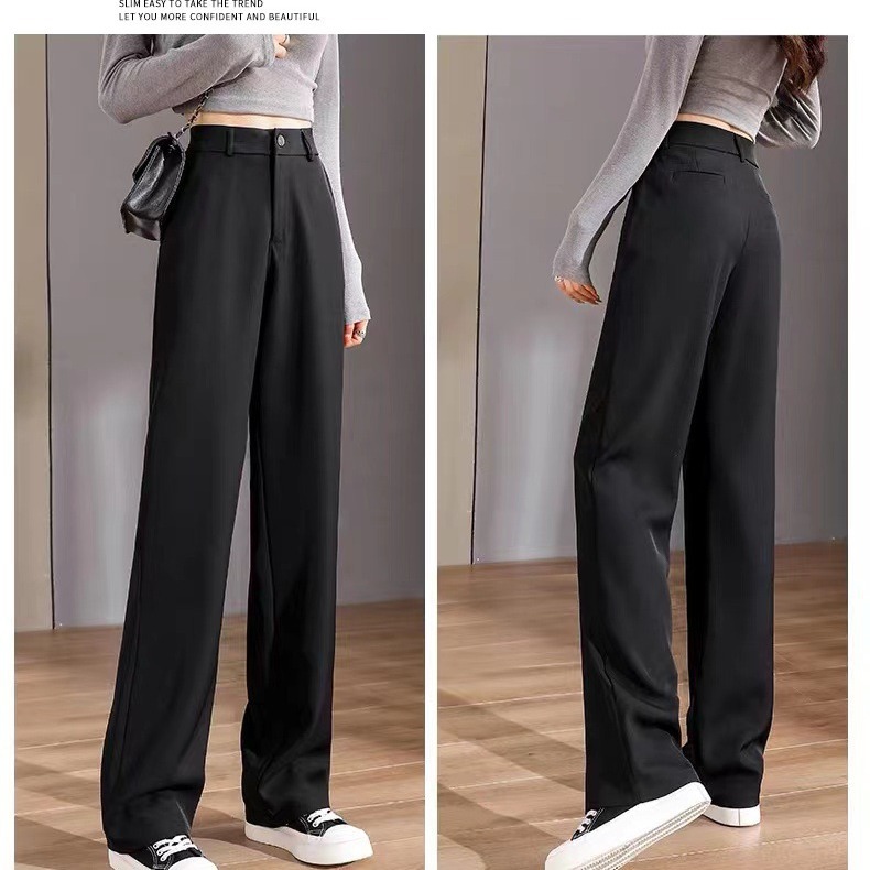 Slimming wide-leg pants women's summer elegant trousers draping suit pants small pants casual mopping pants straight pants