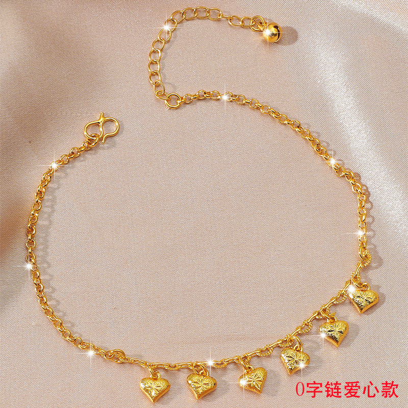 Picture of No fading foreign trade fashion simple tremolo with 24k plated gold anklet Vietnam gold love Bell anklet women