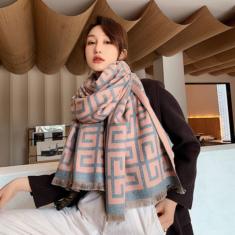 Picture of Classic Back Pattern Imitation Cashmere Scarf Autumn and Winter All-match Thickened Warm Scarf Shawl with Cotton Foreign Trade