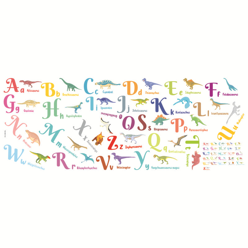 Picture of 26 letters cartoon dinosaur wall stickers children's room wall decoration entrance Enlightenment stickers PVC animal stickers