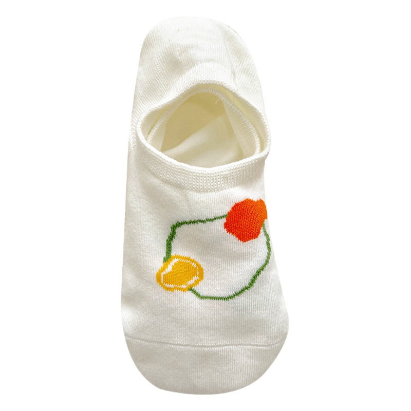 Socks Women's White Graffiti College Style Trendy All-match Summer Thin Shallow Socks Women's Invisible Socks Anti-drop Boat Socks
