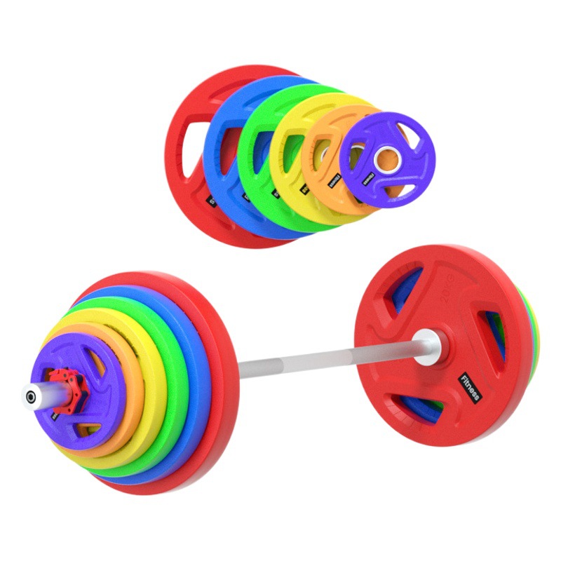 Gym Rubber-Coated Barbell Plate Large Hole Household Weightlifting Three-Hole Hand Grabbing Plate Large Hole Plate Commercial Olympic Plate Wholesale
