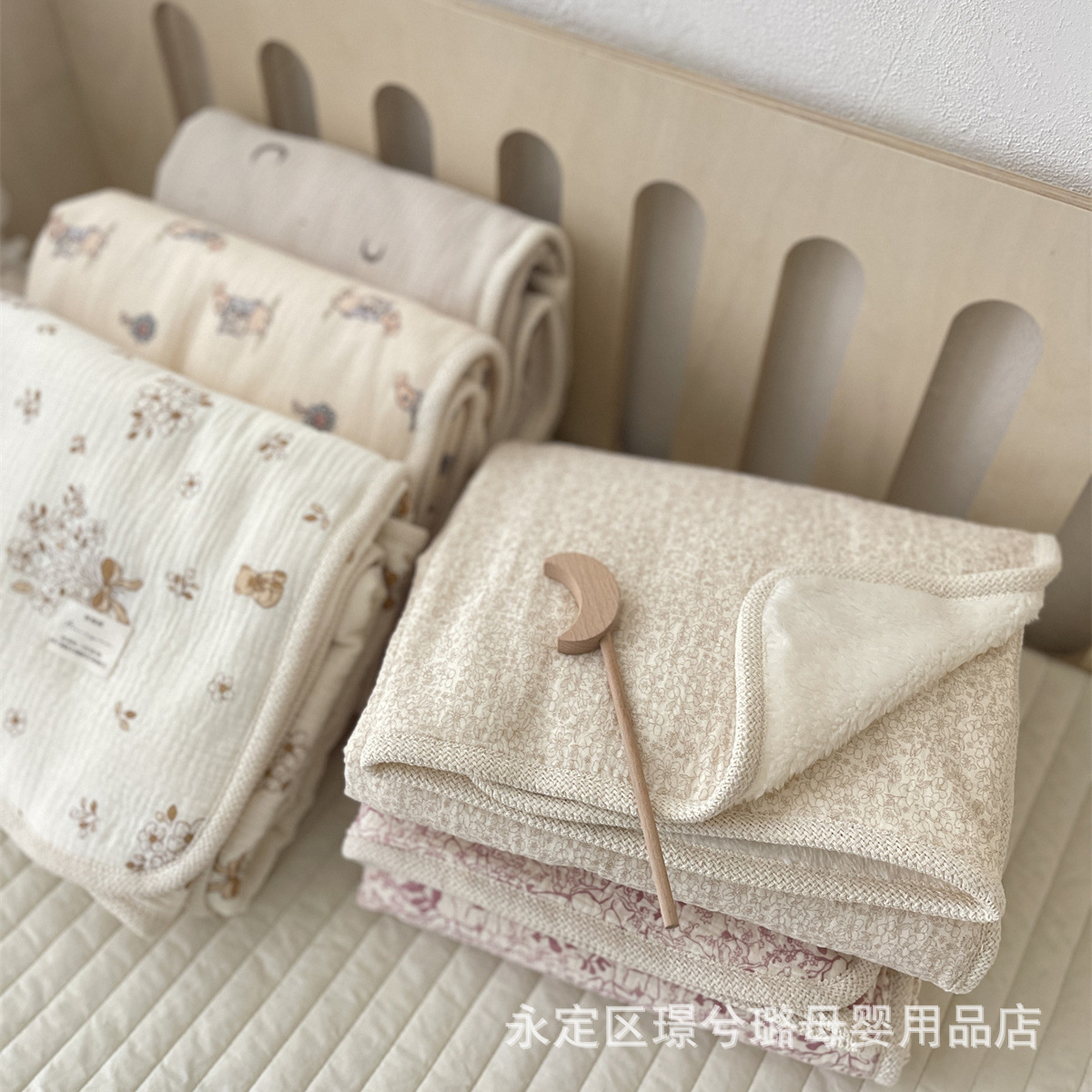 Cross-border Ins Floral Cartoon Pure Cotton Yarn fleece-lined Double-sided Hook Lace Blanket Fleece Blanket Baby Blanket Blanket Bag