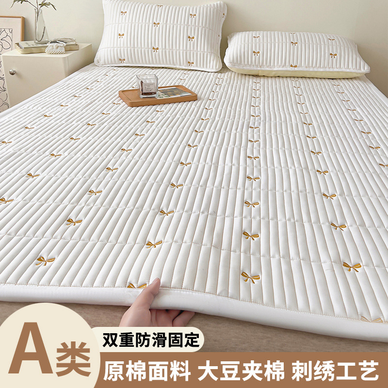2024 new class a soybean embroidery mattress double non-slip fixed rental home floor sleeping mat wholesale