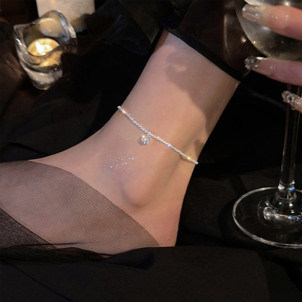 Picture of Sparkling anklet glitter star anklet women's summer fashion simple high-end sense cold wind niche design sense